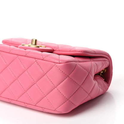 Chanel Lambskin Resin Quilted Mini Pearl Samba Square Flap Pink 7 of 11