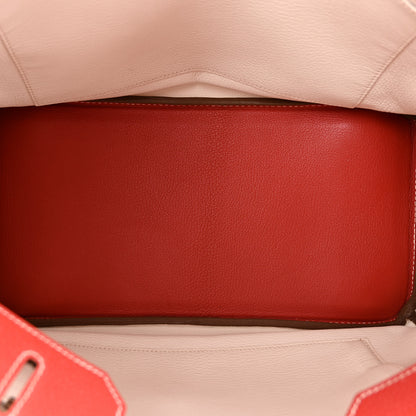 Hermes Taurillon Clemence Eclat Birkin 35 Sanguine White 5 of 11