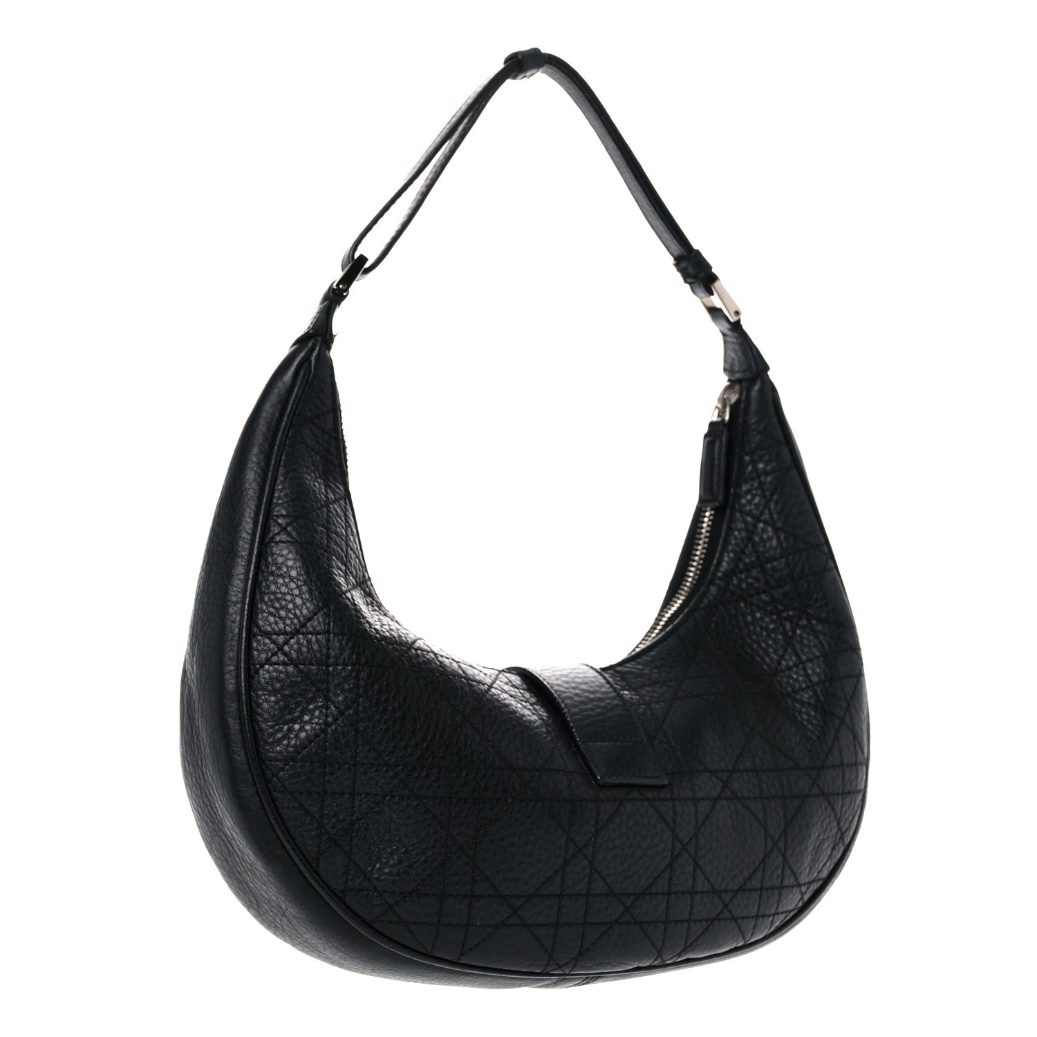 Christian Dior Grained Calfskin Cannage Hobo Black 2 of 24