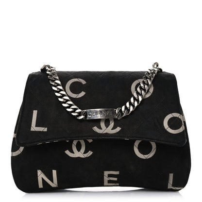 Chanel Canvas Quilted Letter Printed Flap Black 1 of 11