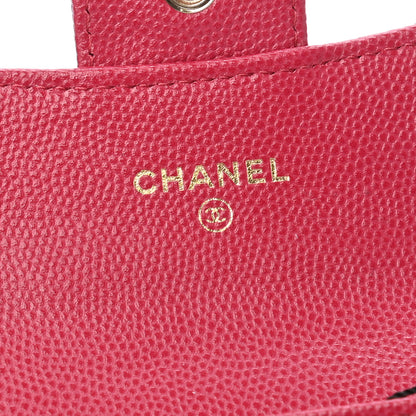 Chanel Caviar Quilted Flap Card Holder Wallet Dark Pink 6 of 9