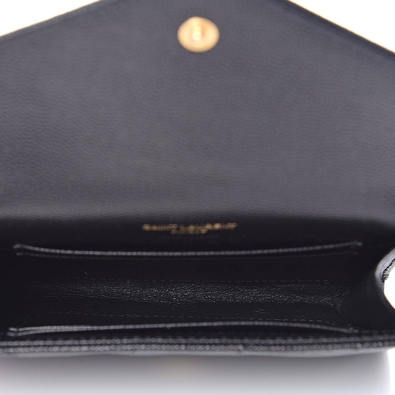 Saint Laurent Grain De Poudre Matelasse Chevron Small Monogram Envelope Wallet Black 5 of 7
