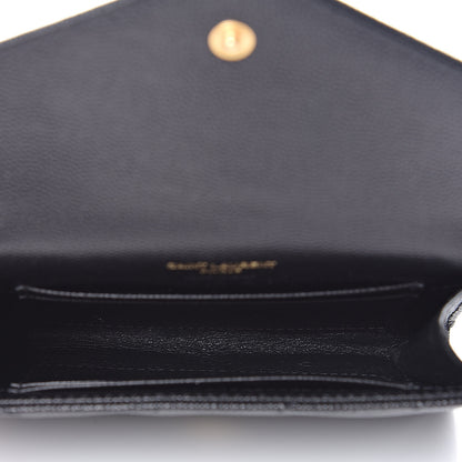 Saint Laurent Grain De Poudre Matelasse Chevron Small Monogram Envelope Wallet Black 5 of 7
