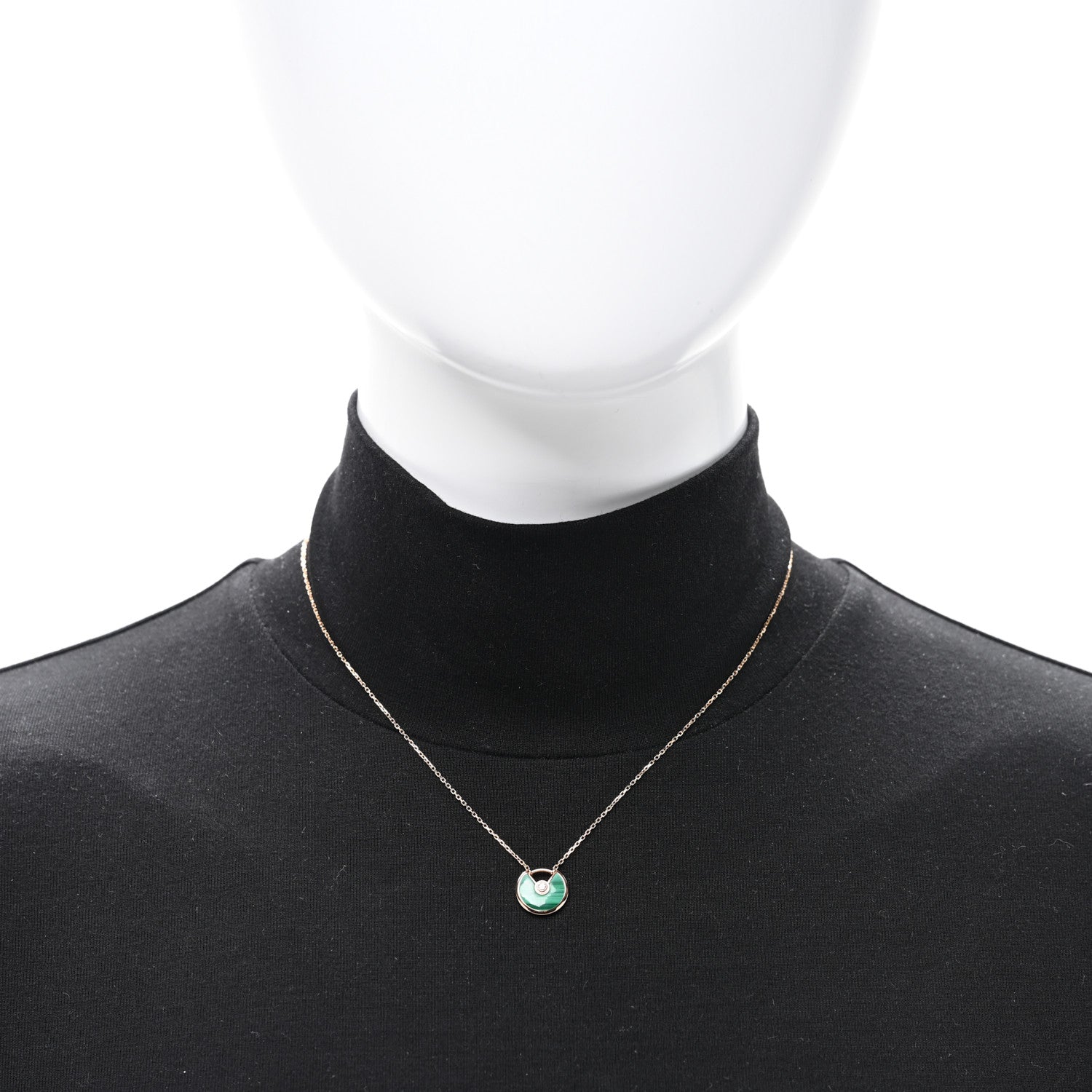 Cartier 18K Pink Gold Diamond Malachite XS Amulette de Cartier Pendant Necklace 2 of 5