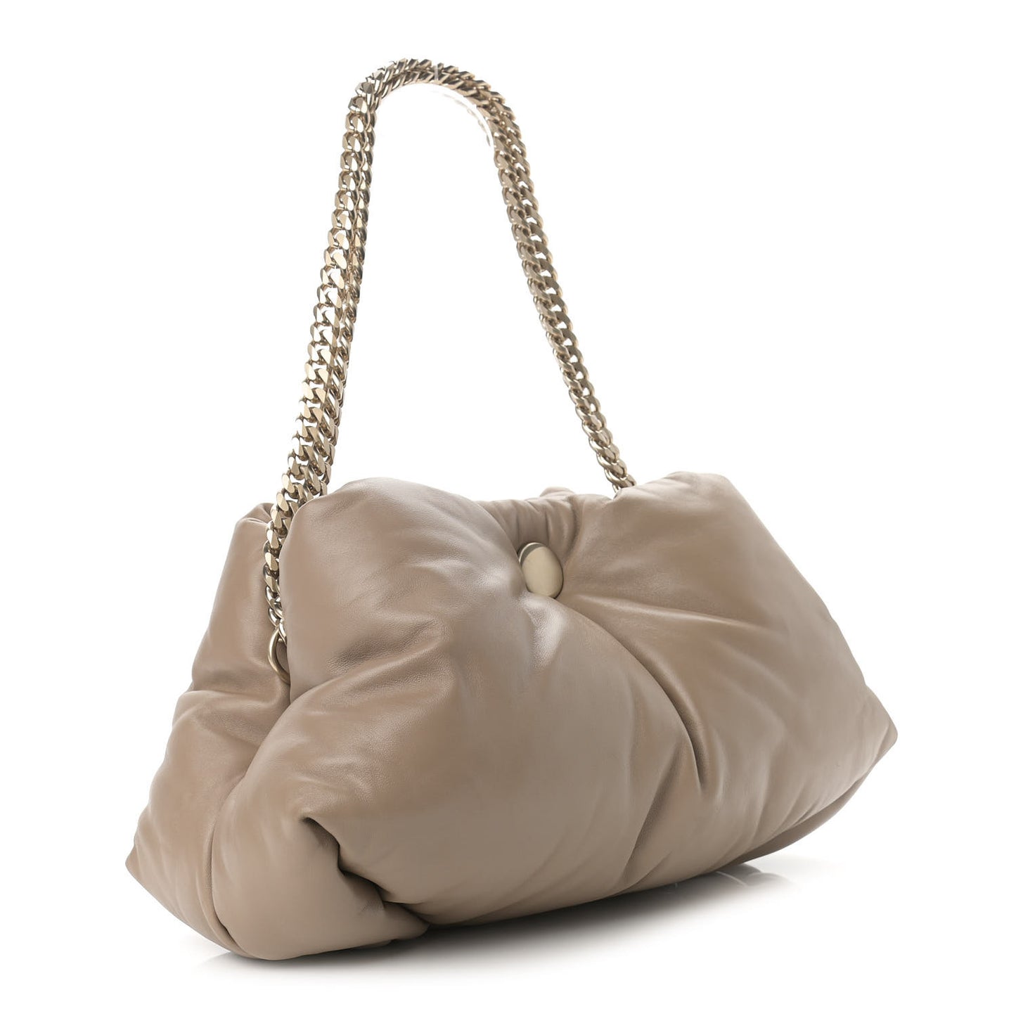Lambskin Puffy Tobo Chain Shoulder Bag Light Taupe