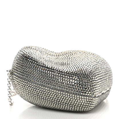 Judith Leiber Crystal Heart Minaudiere Clutch Silver 3 of 7