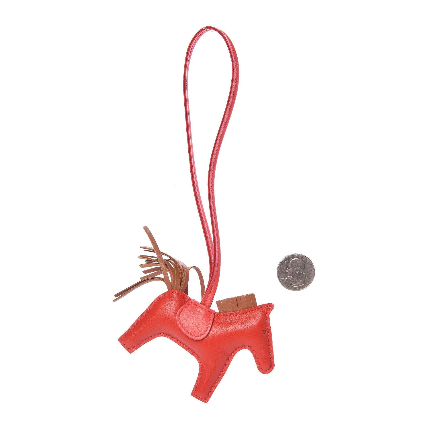 Hermes Milo Lambskin Grigri Rodeo Horse Bag Charm PM Rouge Indien Gold Bougainvillea 2 of 4