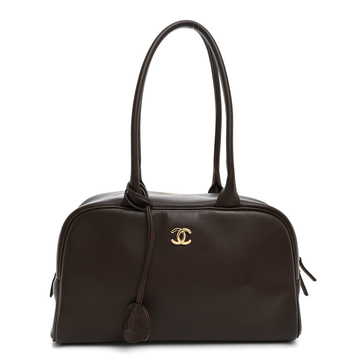 Chanel Calfskin Large Perfect Bowling Bag Dark Brown 1 of 10
