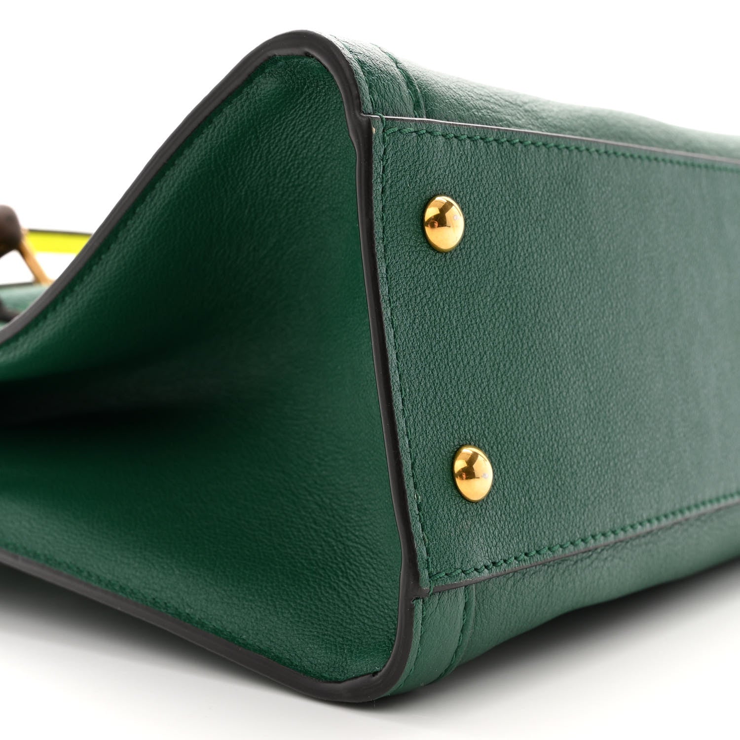 Gucci Wonka Grain Calfskin Small Diana Tote Bag Green Yellow Fluo 9 of 10