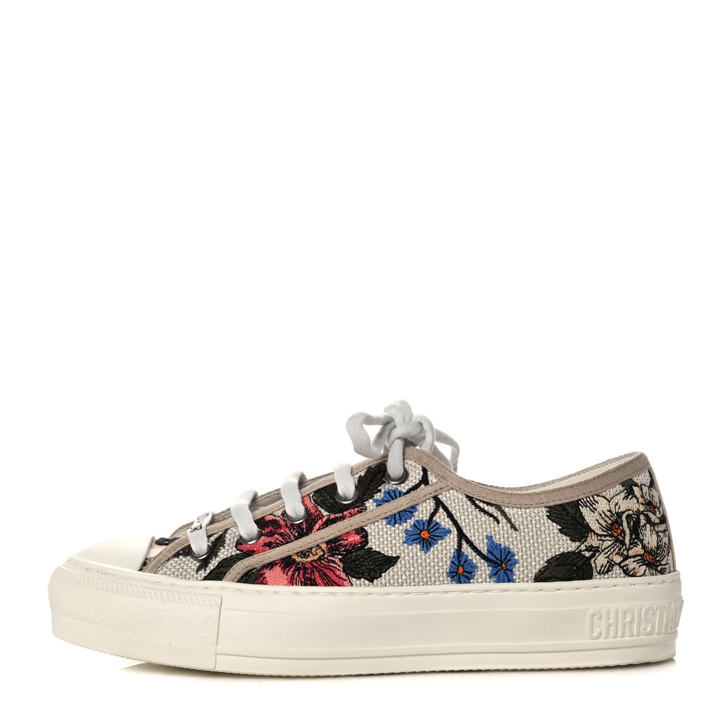 Canvas Rosa Mutabilis Embroidered Womens Walk'N'Dior Low Top Sneakers 35 Multicolor