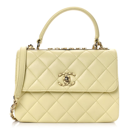 Chanel Lambskin Quilted Small Trendy Chain CC Dual Handle Flap Bag Yellow 1 of 9