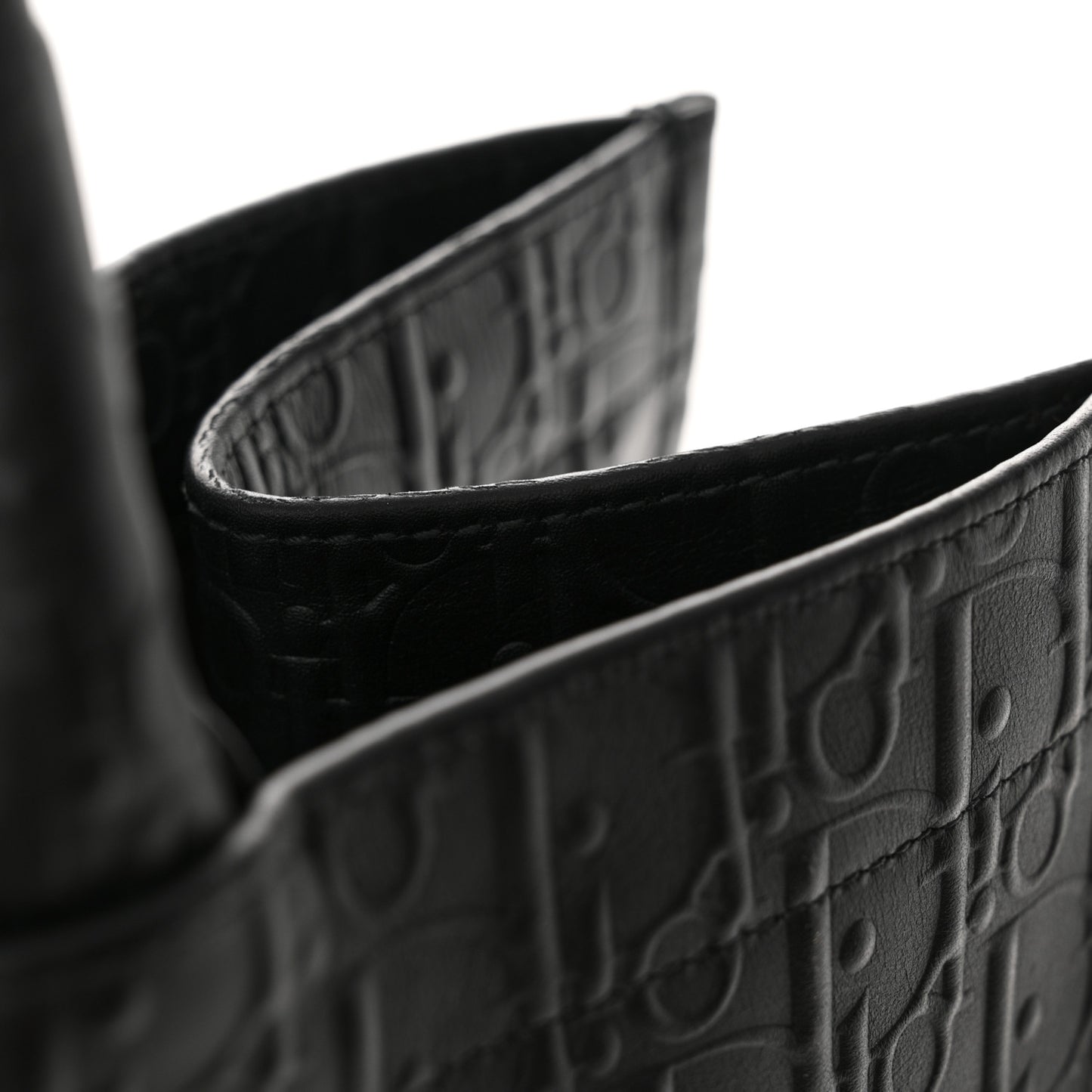 Oblique Calfskin Embossed Large Book Tote Black