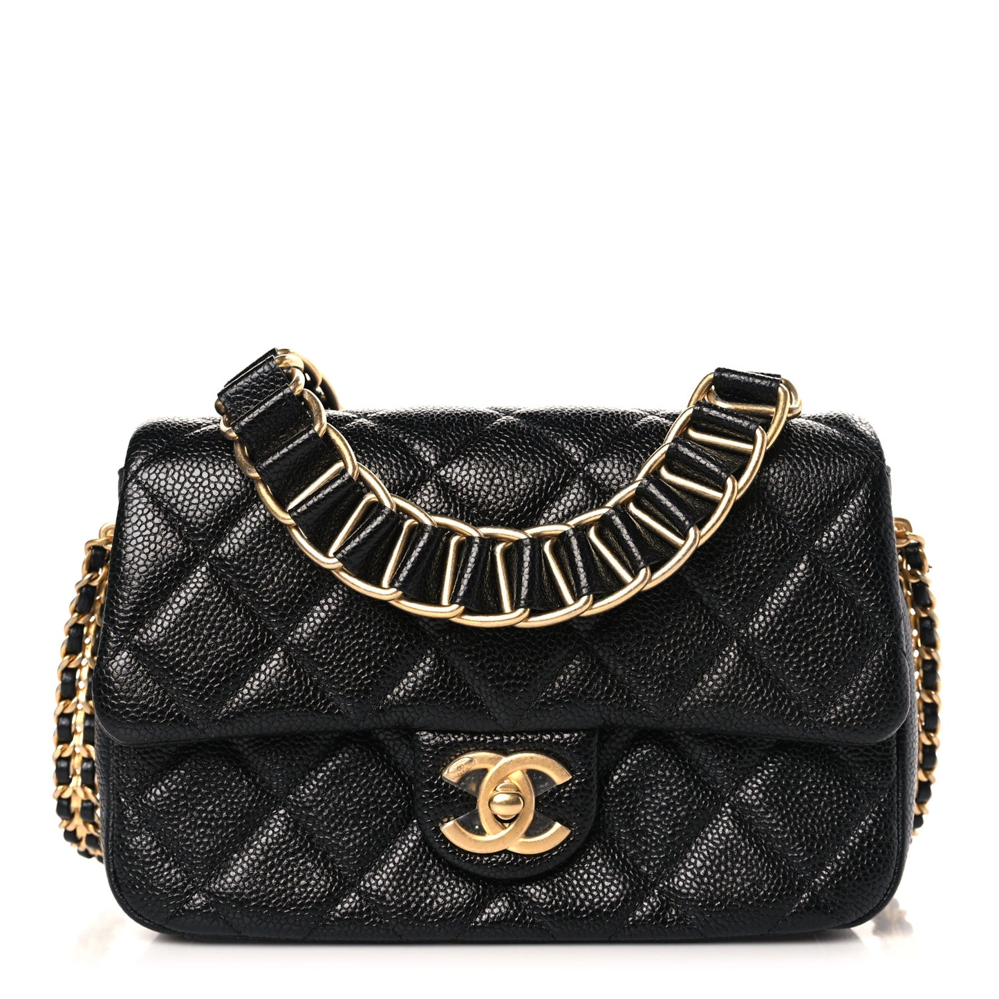 Caviar Quilted Chain Soul Flap Black
