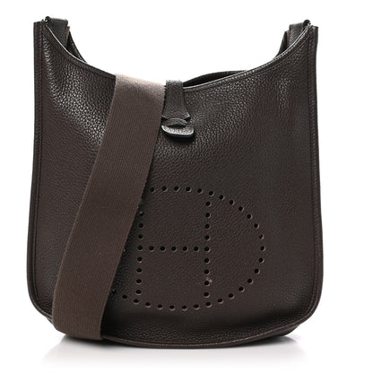 Hermes Taurillon Clemence Evelyne III PM Chocolate 1 of 10