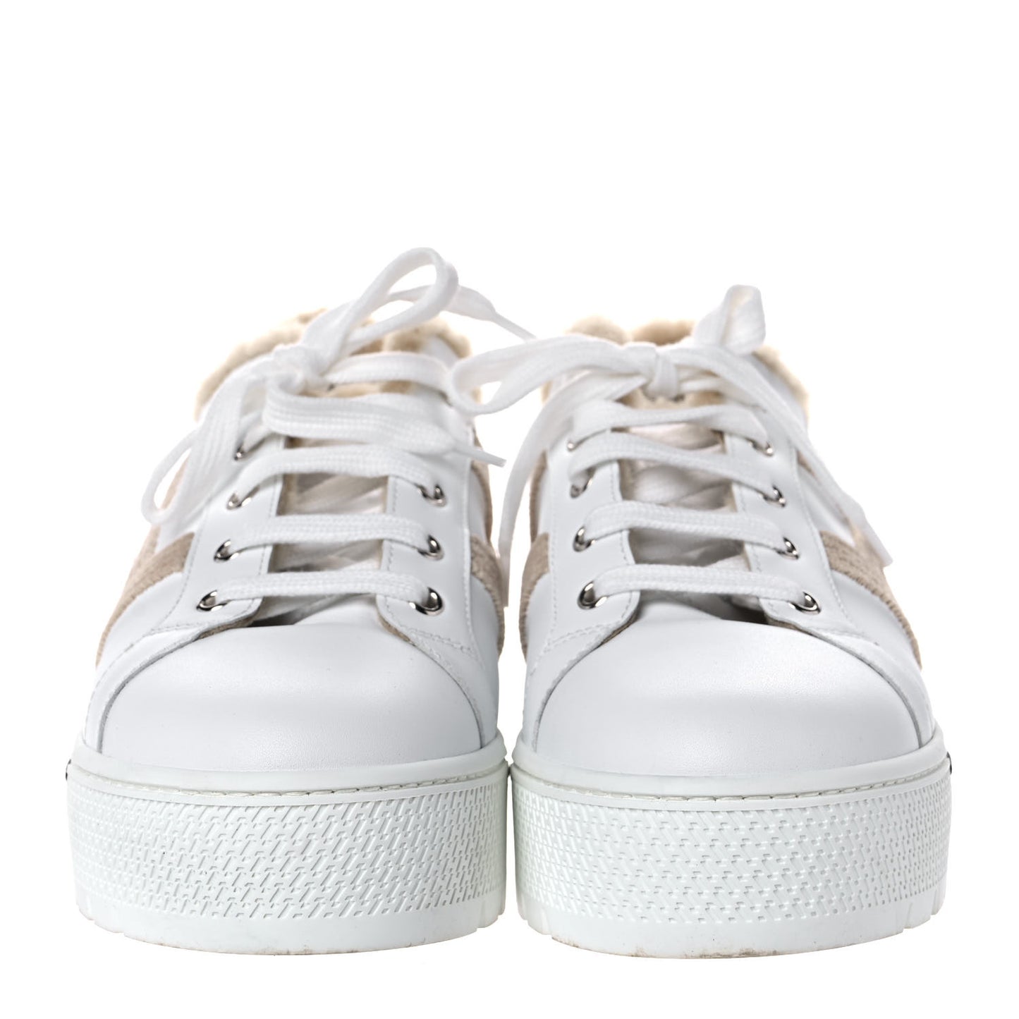 Calfskin Woolskin Dare Sneakers 40 White Ecru