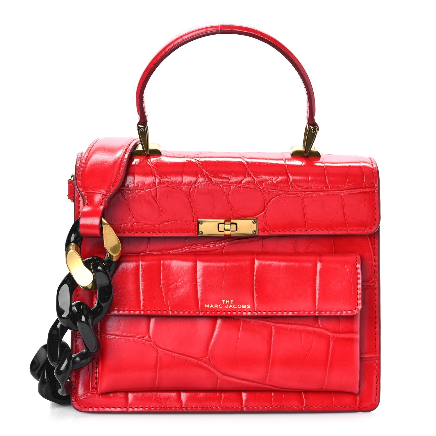 Marc Jacobs Calfskin Crocodile Embossed Uptown Shoulder Bag Flame 1 of 9