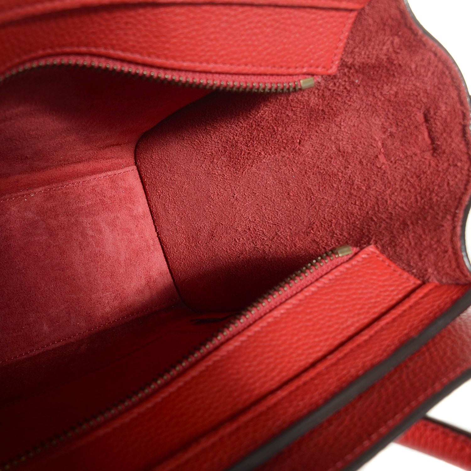 Celine Drummed Calfskin Nano Luggage Coquelicot 5 of 8