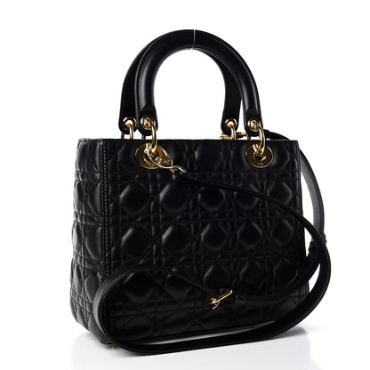 Christian Dior Lambskin Cannage Medium Lady Dior Black 3 of 9
