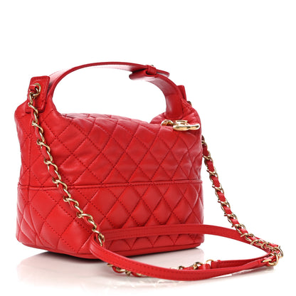 Chanel Lambskin Quilted Small Hobo Red 3 of 9