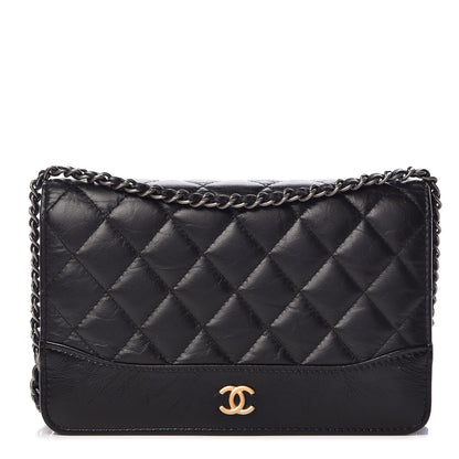 Chanel Aged Calfskin Quilted Gabrielle Wallet On Chain WOC Black 1 of 17