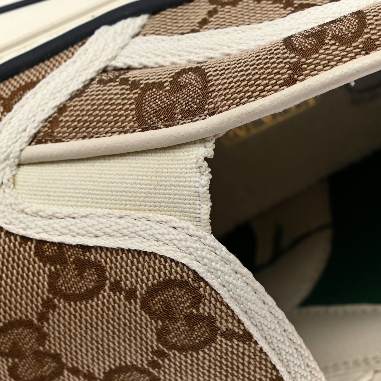 GG Monogram Womens 1977 Tennis Slip On 30mm Sneakers 40 Beige Ebony Mystic White