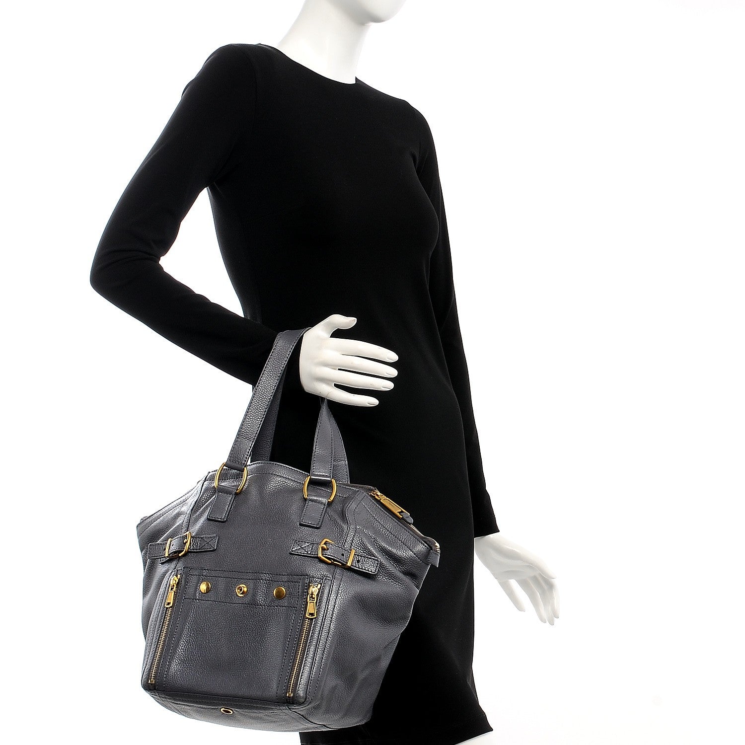 Saint Laurent Calfskin Small Downtown Grey 2 of 8