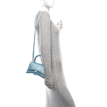 Balenciaga Strass Suede Hourglass Top Handle Bag XS Light Blue 2 of 12