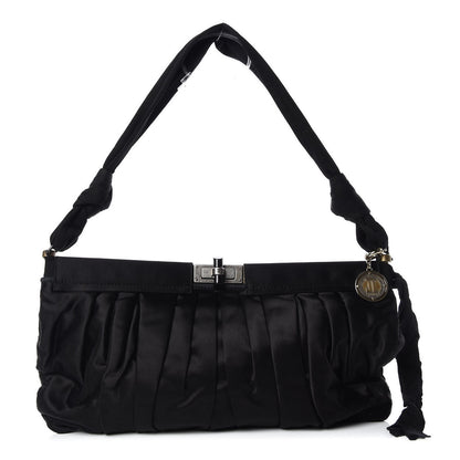Lanvin Satin Pleated Shoulder Bag Black 1 of 8