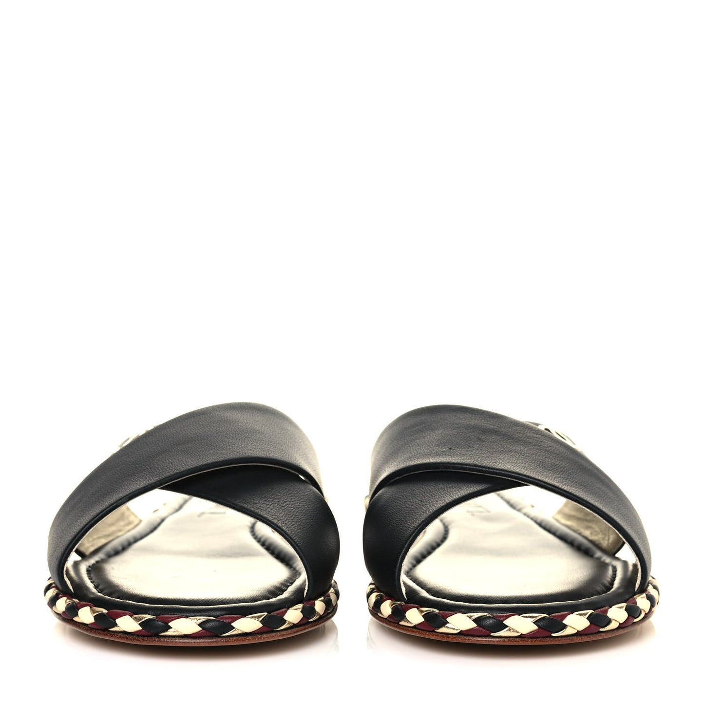 Lambskin Braided Mule Sandals 38 Black