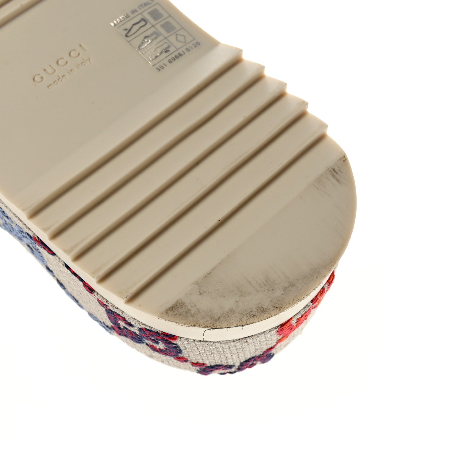 Linen Psychedelic Mini GG Monogram Angelina Platform 55mm Slide Sandals 37 Multicolor
