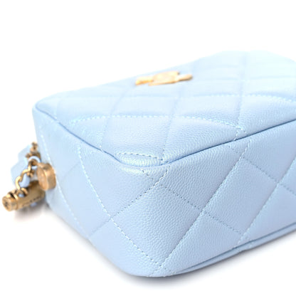 Chanel Shiny Caviar Quilted Chain Melody Camera Bag Light Blue 9 of 11