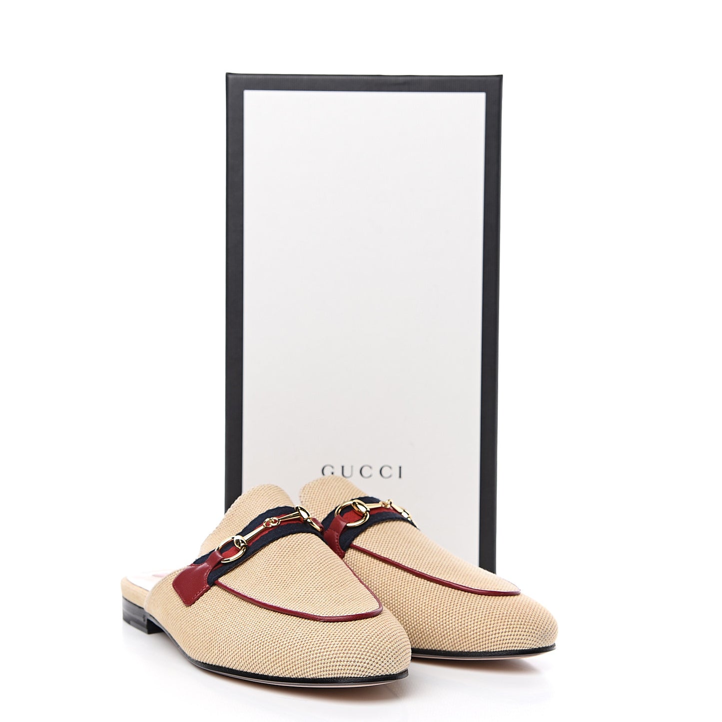 Canvas Vintage Charlotte Web Princetown Slippers 38.5 Sand Cuir