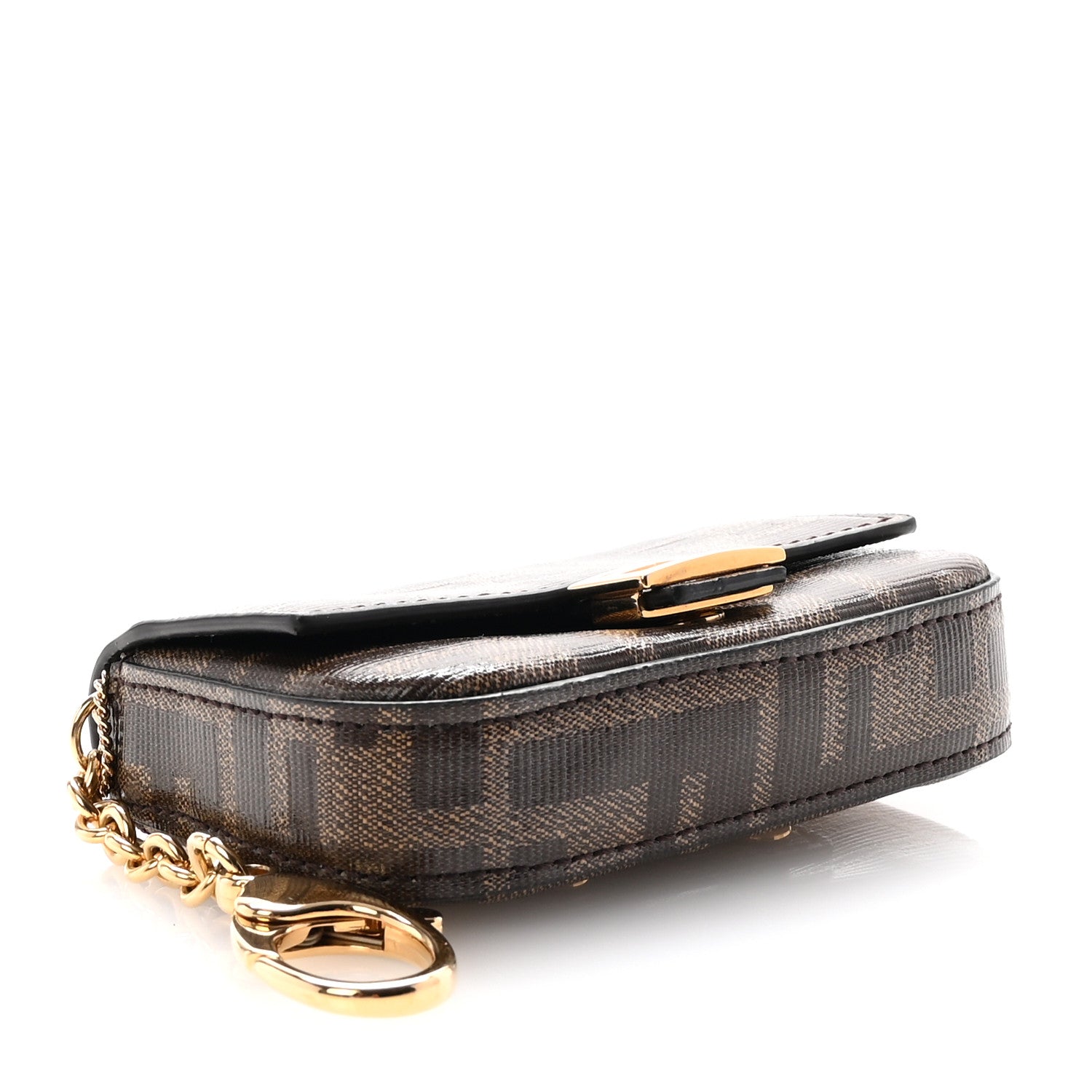 Fendi Glazed Fabric FF 1974 Nano Baguette Belt Charm Mogano Panna 4 of 7