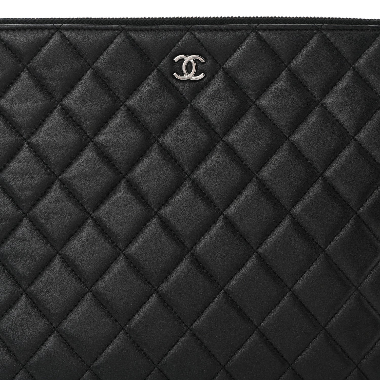 Chanel Lambskin Quilted Large Cosmetic Case Black 8 of 8