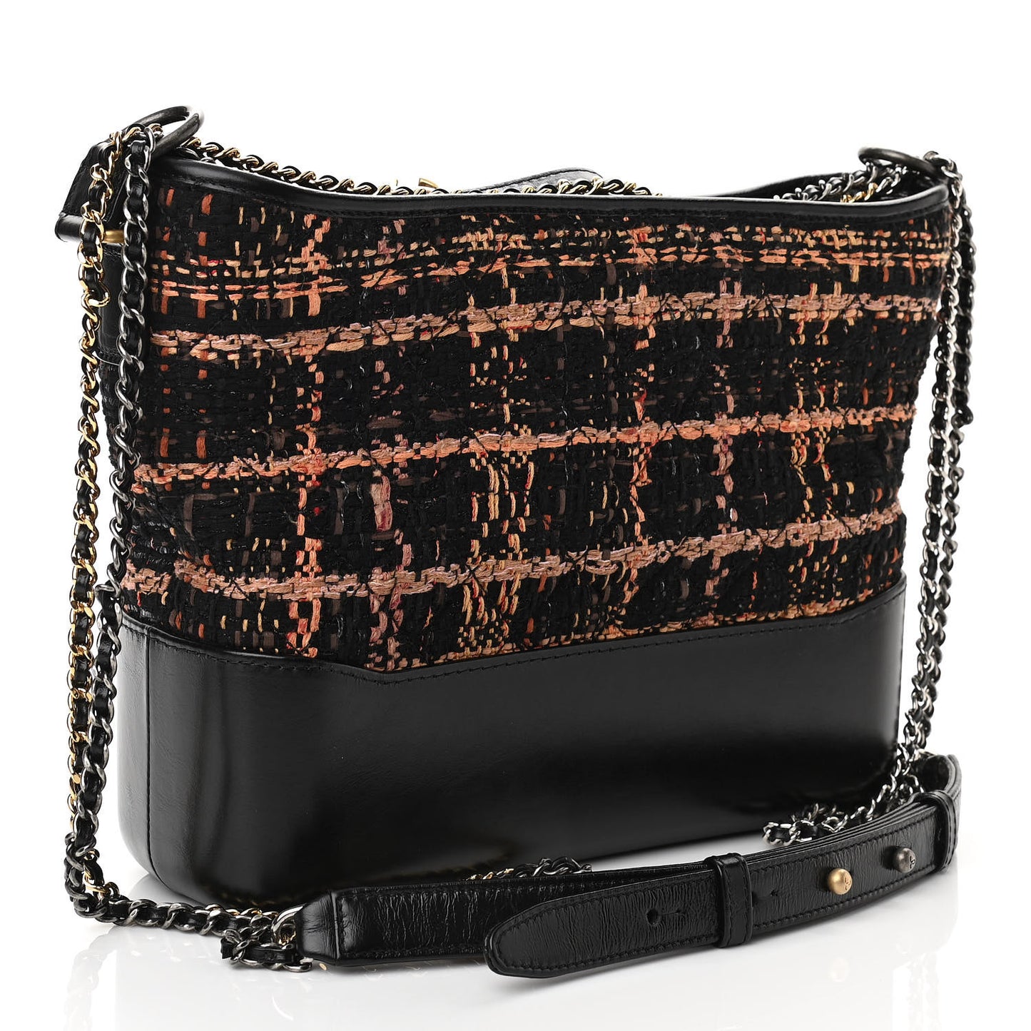 Tweed Calfskin Medium Gabrielle Hobo Black Brown