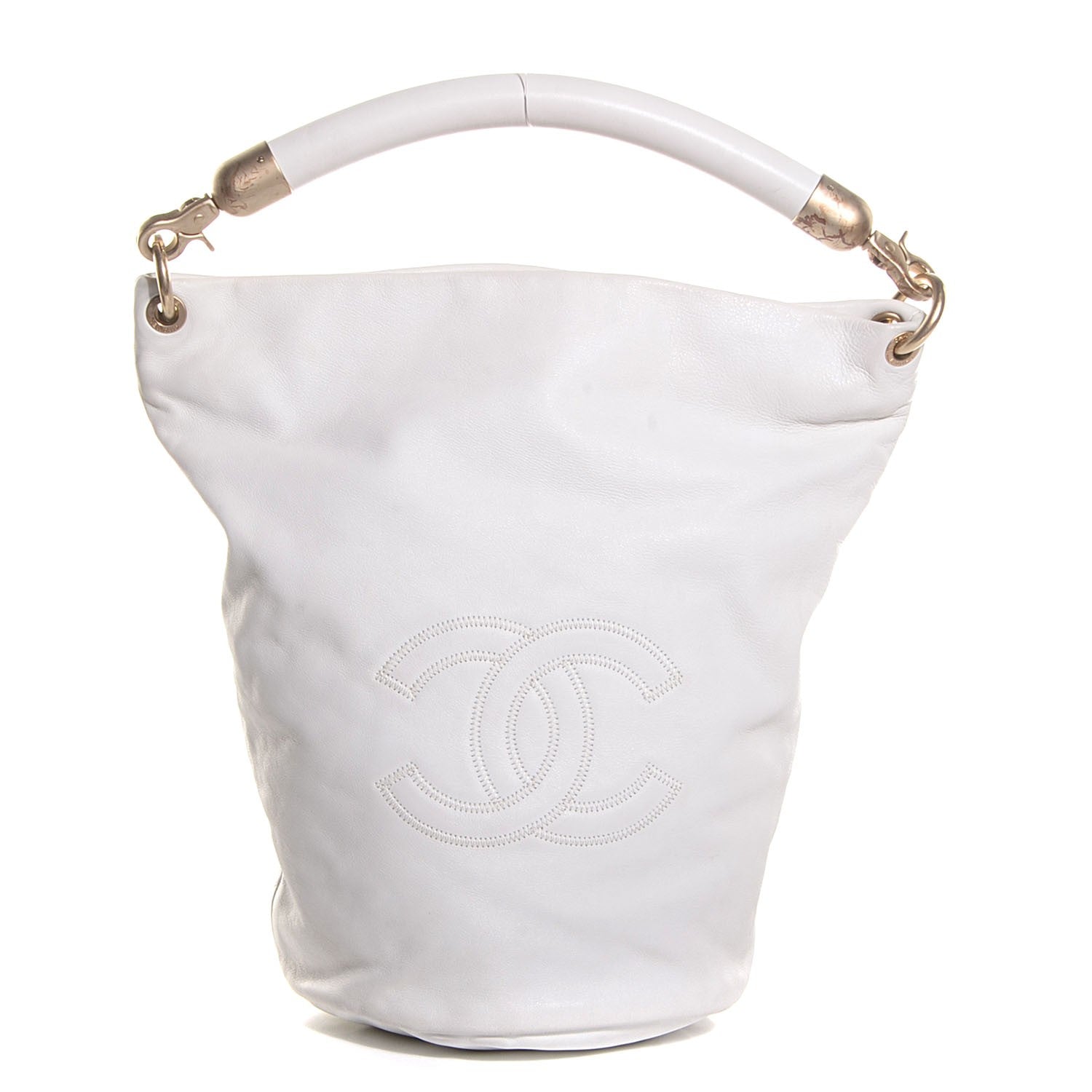 Chanel Calfskin CC Bucket Hobo White 1 of 7