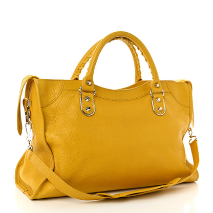Balenciaga Chevre Silver Metallic Edge Hardware City Jaune Epi 3 of 10