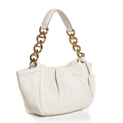 Prada Cervo Pleats Small Shoulder Bag Talco 3 of 10