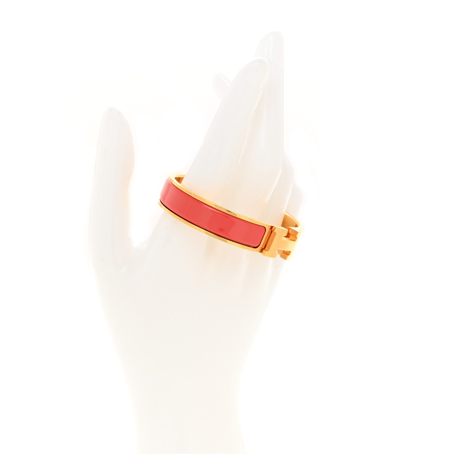 Hermes Enamel Narrow Clic Clac H Bracelet GM Rouge Corail 2 of 4