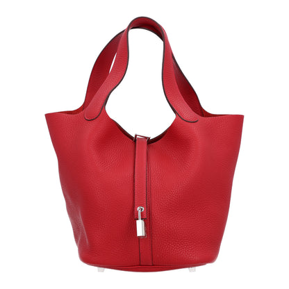 Hermes Taurillon Clemence Picotin Lock 22 MM Rouge Casaque 1 of 10