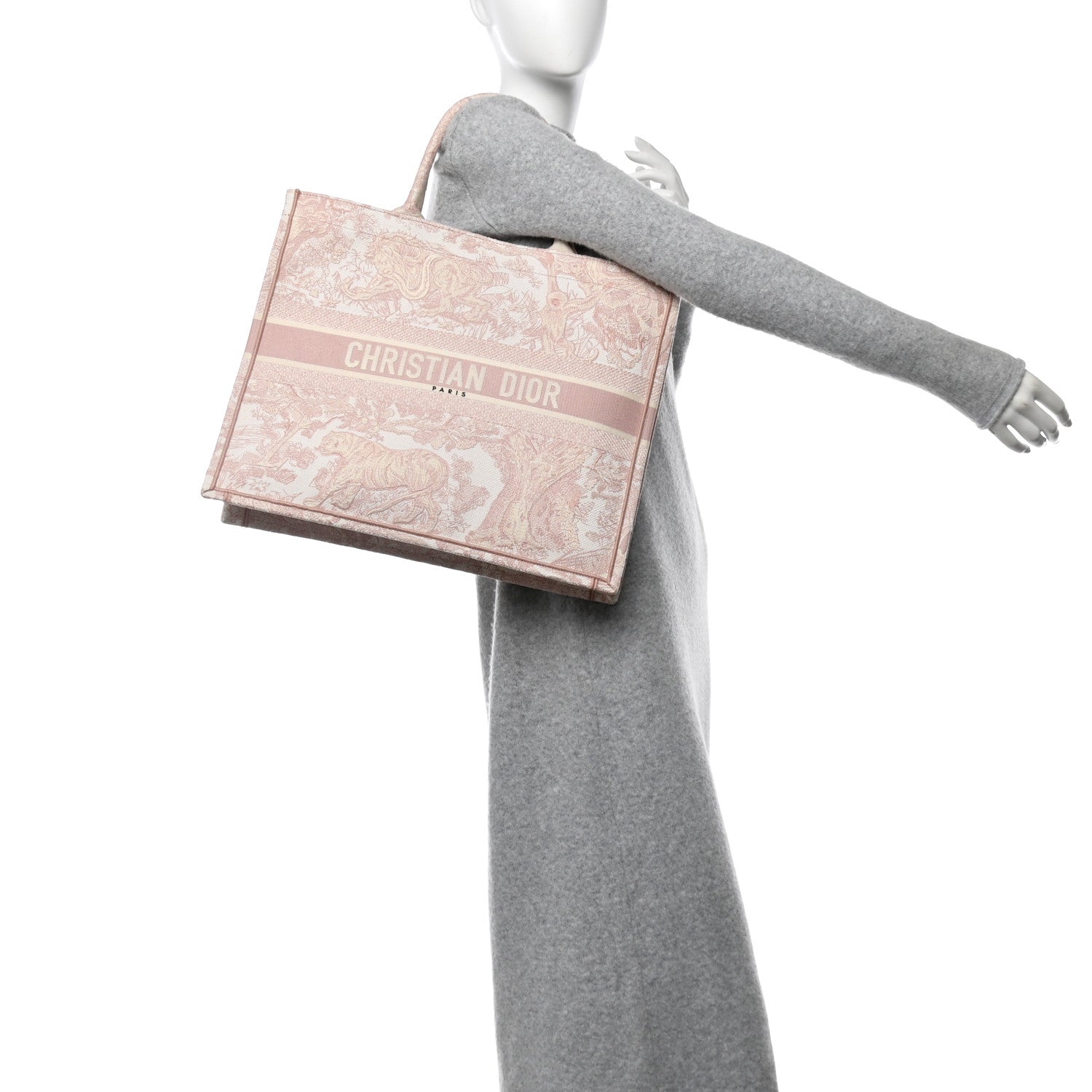 Christian Dior Canvas Toile De Jouy Embroidered Large Book Tote Pink 2 of 10