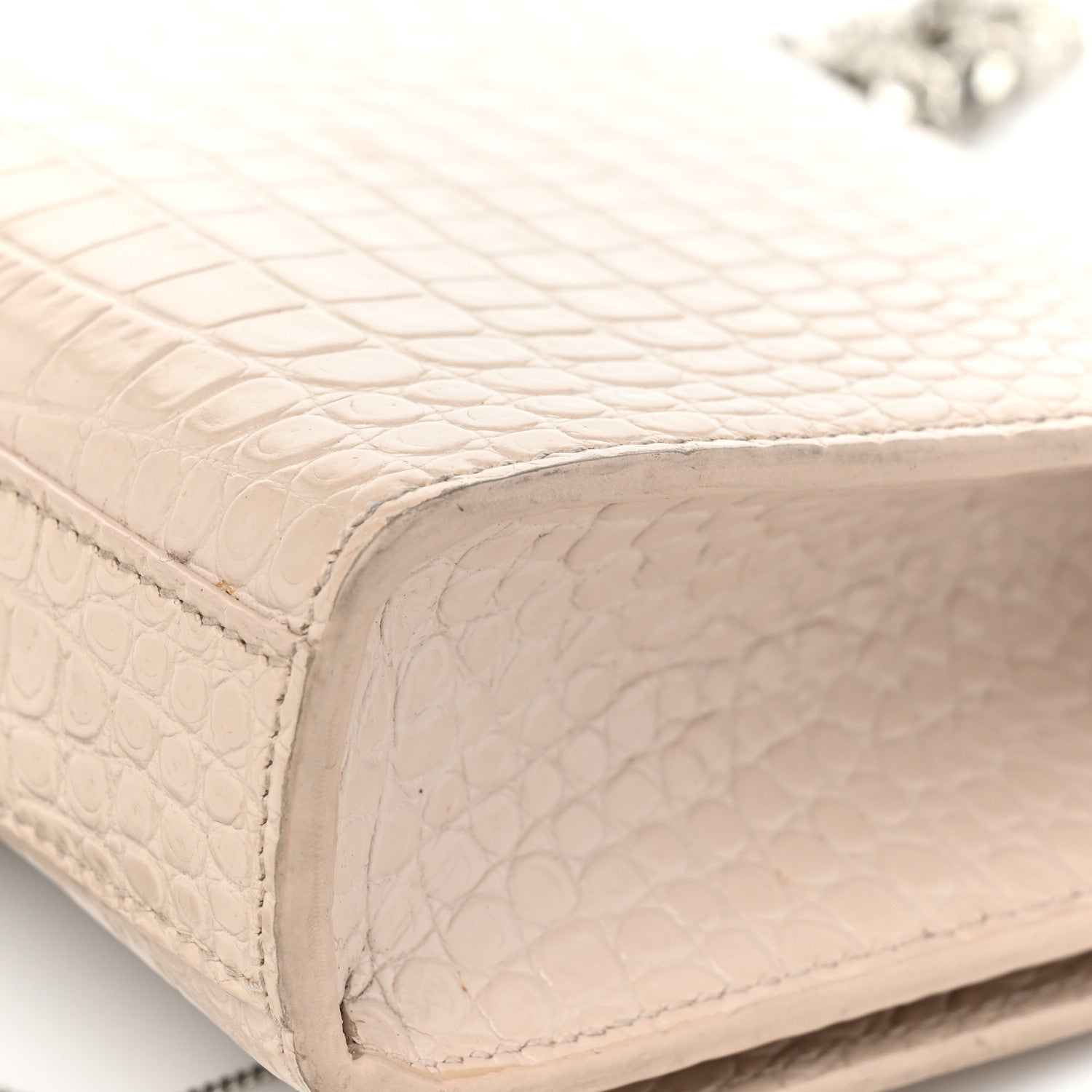 Saint Laurent Calfskin Crocodile Embossed Small Classic Monogram Kate Tassel Satchel Crema Soft 18 of 21