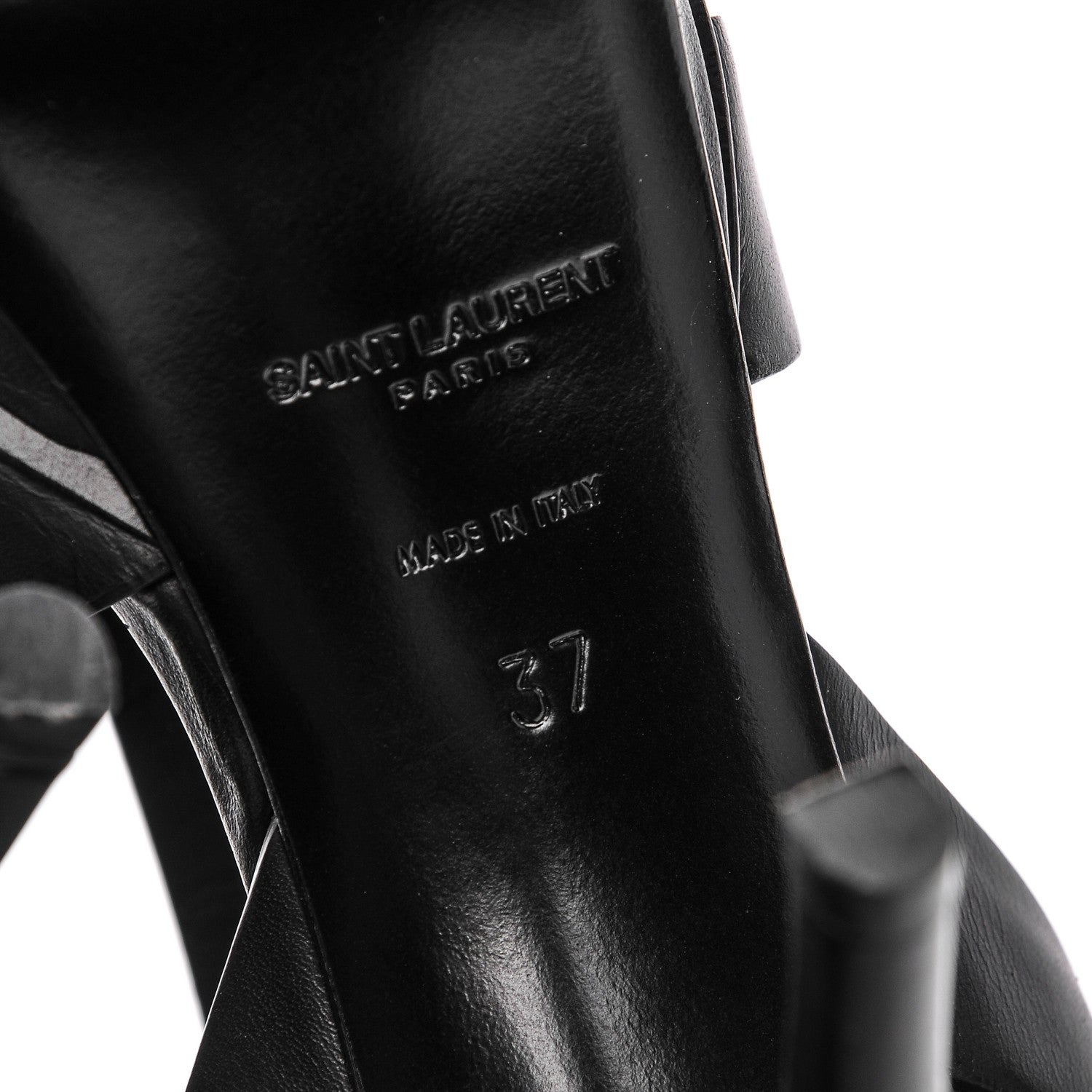 Saint Laurent Calfskin Tribute 75 Platform Sandals 37 Black 6 of 6