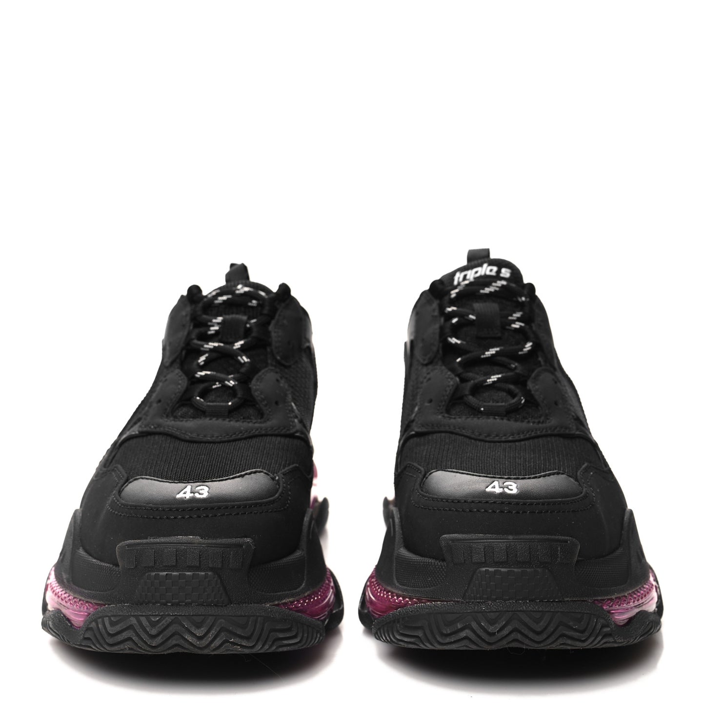Fabric Mesh Clear Sole Mens Triple S Sneakers 43 Black Pink Neon