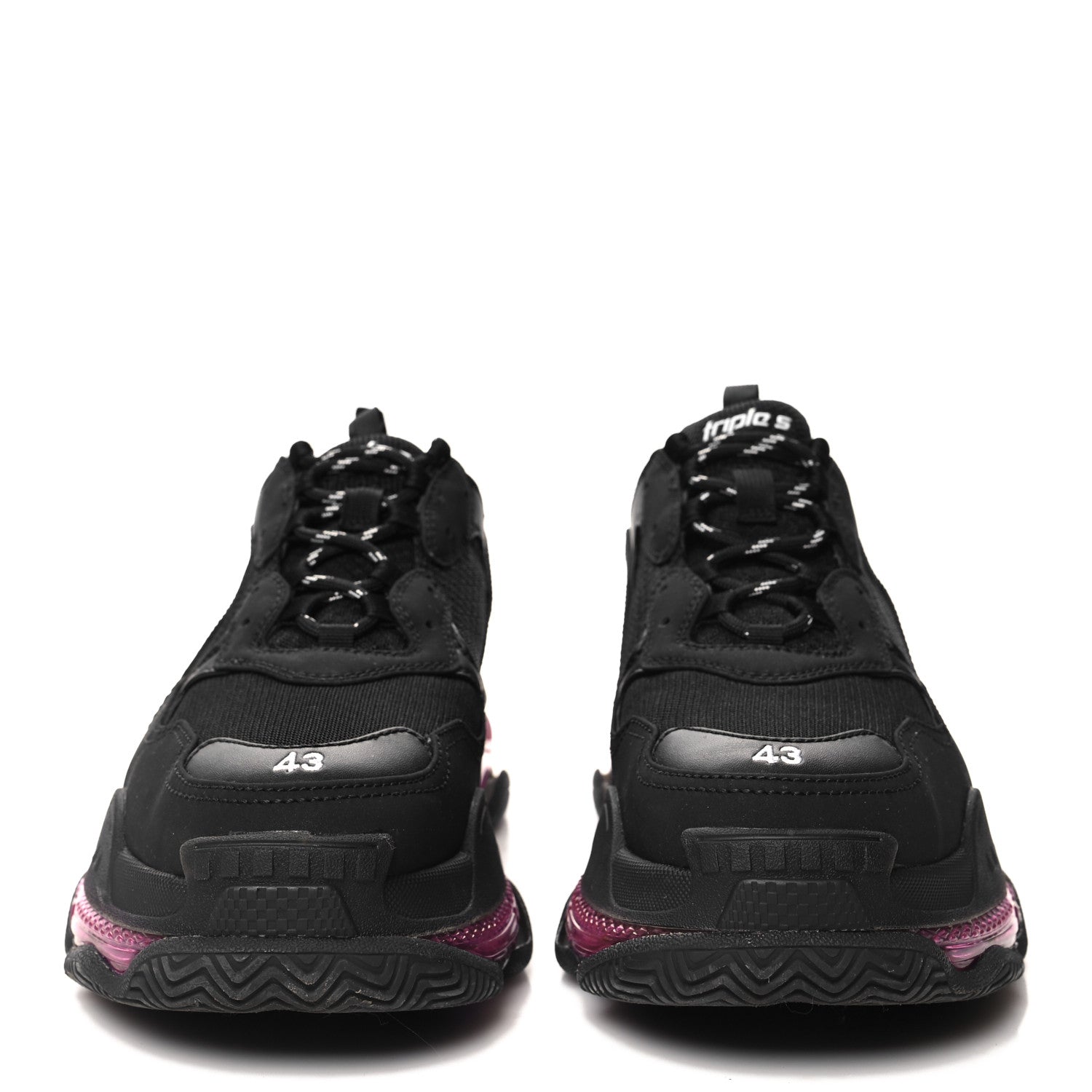 Balenciaga Fabric Mesh Clear Sole Mens Triple S Sneakers 43 Black Pink Neon 2 of 7
