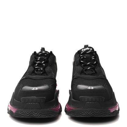 Balenciaga Fabric Mesh Clear Sole Mens Triple S Sneakers 43 Black Pink Neon 2 of 7