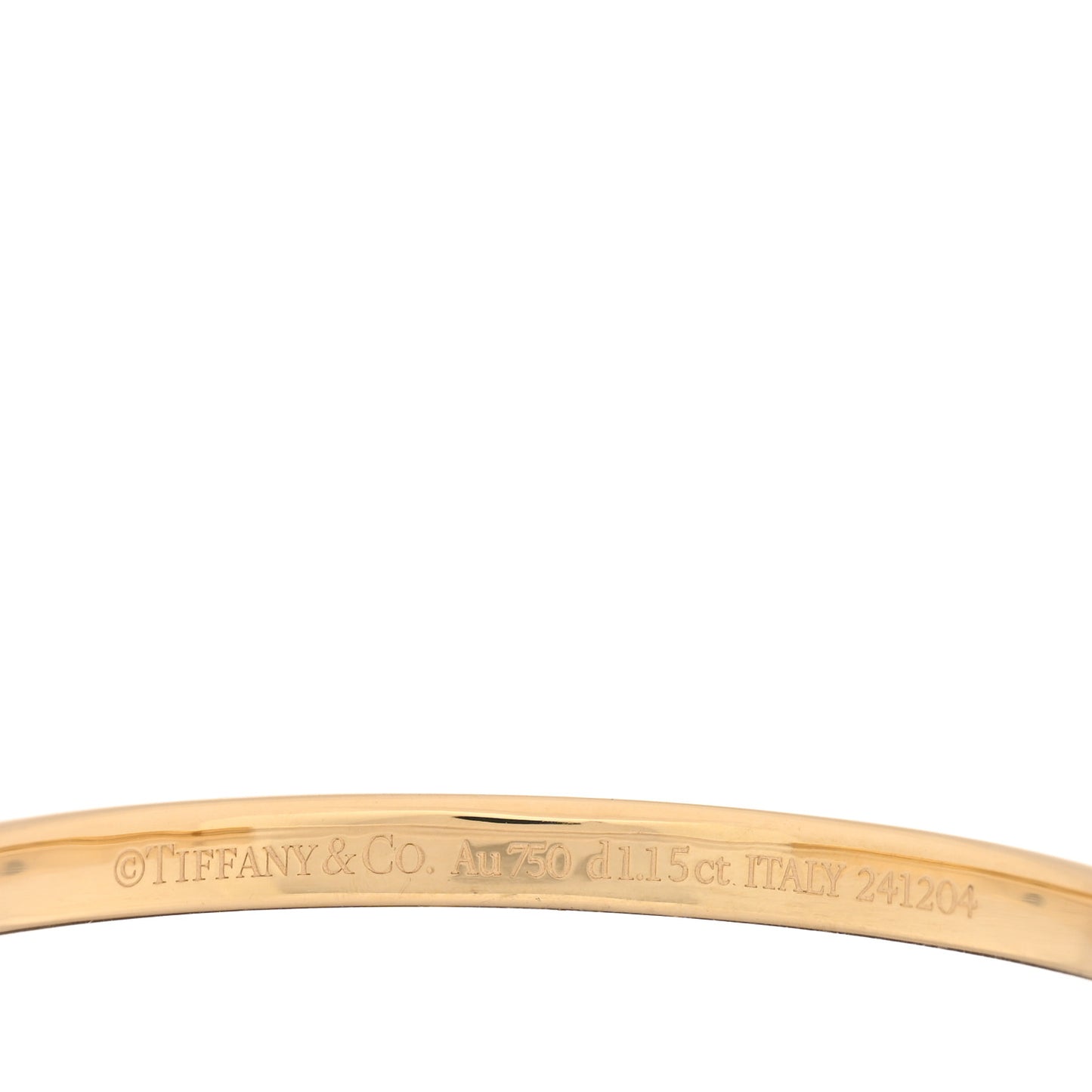 18K Yellow White Gold Diamond Narrow Tiffany Lock Half Pave Bangle Bracelet