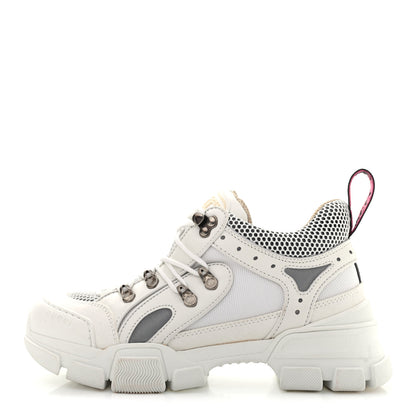 Gucci X SEGA Mesh Calfskin Suede Womens Flashtrek Sneakers 37.5 Great White 1 of 12