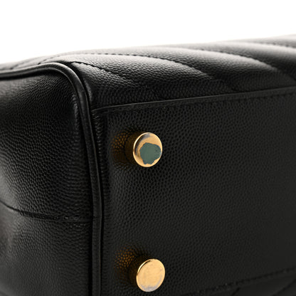 Saint Laurent Grain De Poudre Matelasse Chevron Monogram Shopping Bag Black 12 of 14