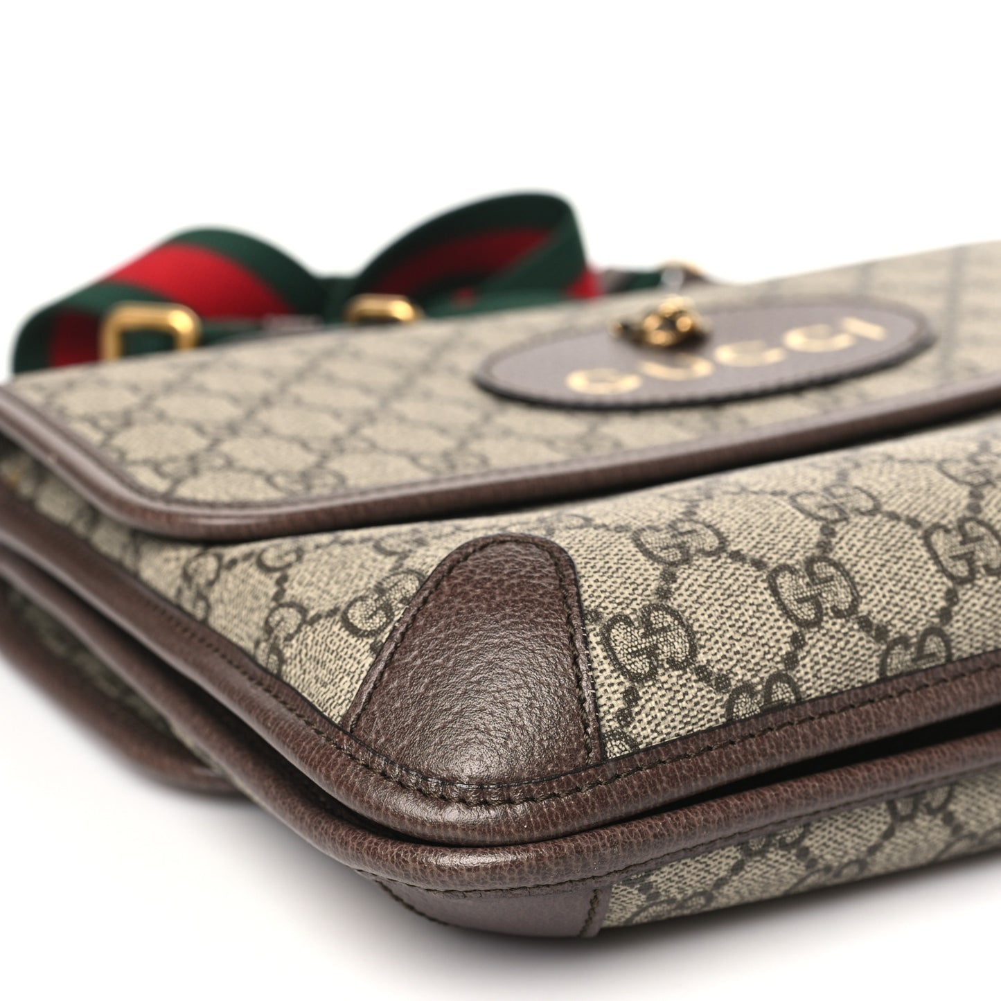 GG Supreme Monogram Web Neo Vintage Double Flap Messenger Bag Beige New Acero